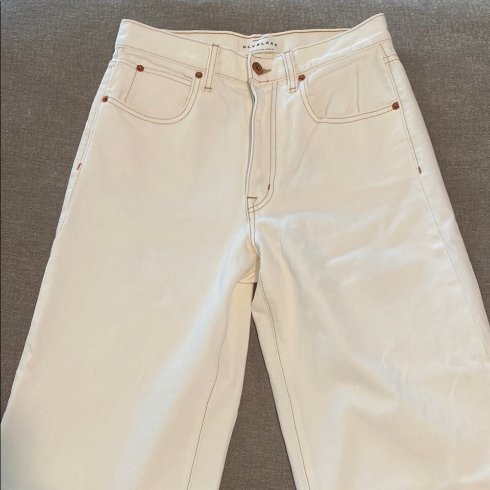 SLVRLAKE white Grace wide leg jeans. Size 27. Never worn.